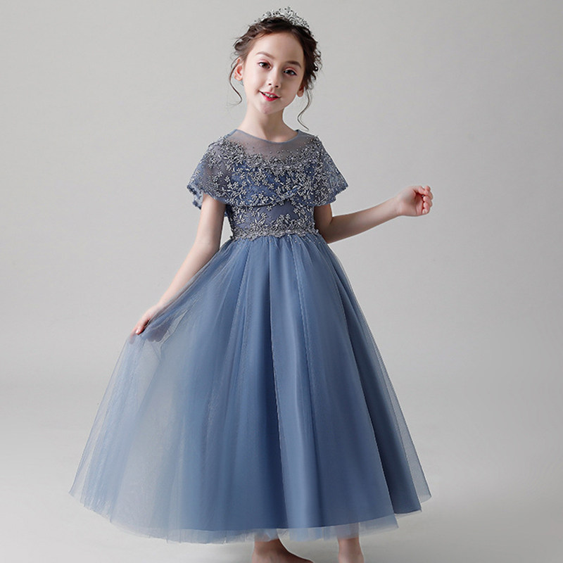 女大童晚礼服裙女宴会中大童气质钢琴演奏公主蓬蓬裙主持人演出服