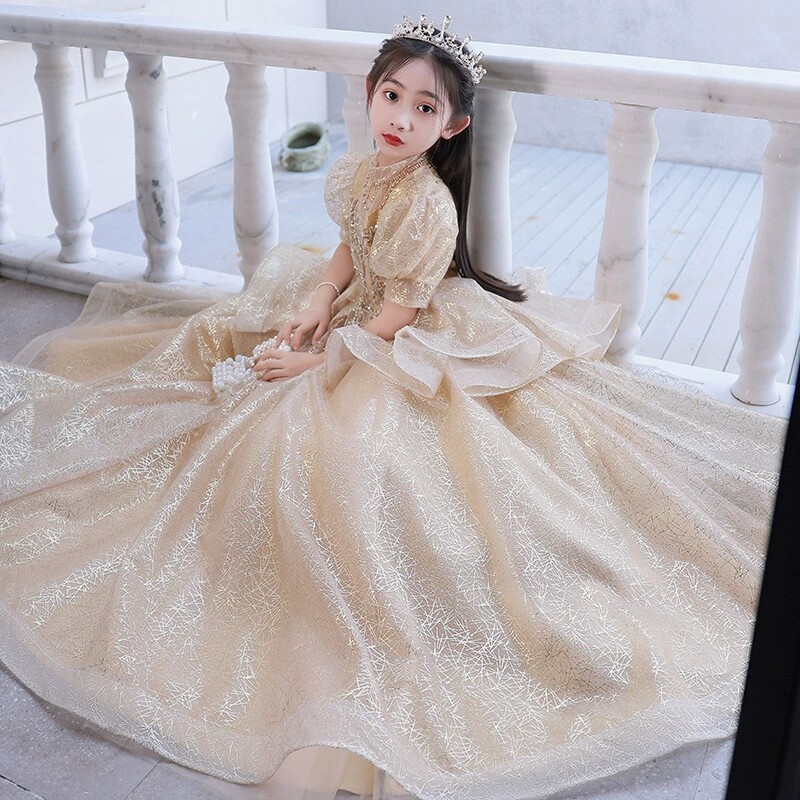 大码加肥礼服女大童公主裙六一表演花童婚纱主持人走秀钢琴演出服