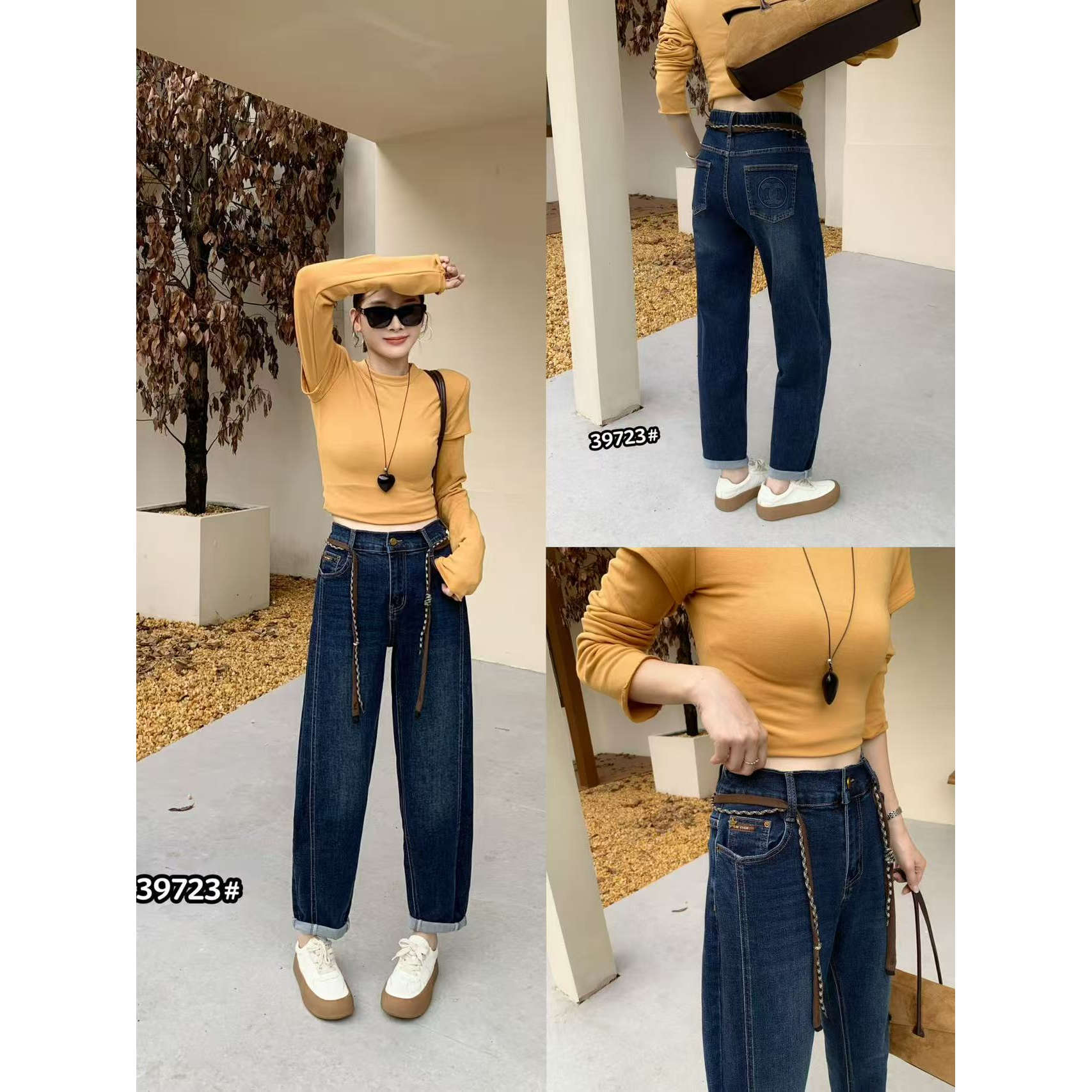 39723莱正雅2026秋新款大码女装显瘦牛仔裤子时尚老爹裤百搭高腰图片