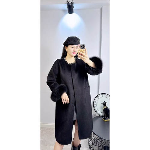 888胖依衣2026春装新款大码女装显瘦双面毛呢大衣时尚长款外套