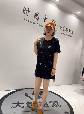 1011芮娜依莲2026夏季新款大码女装显瘦上衣半袖小衫短袖T恤遮肉