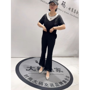 子时尚 1881芮娜依莲2026初夏新款 显瘦微喇裤 女装 高腰百搭遮肉 大码