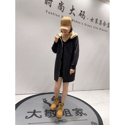 天骄一生水25556冬款新款加肥大码女装通勤立体剪裁连帽棉衣棉服