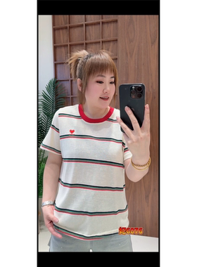 6076妃儿红2026夏新款大码女装显瘦上衣时尚短袖T恤百搭小衫遮肉
