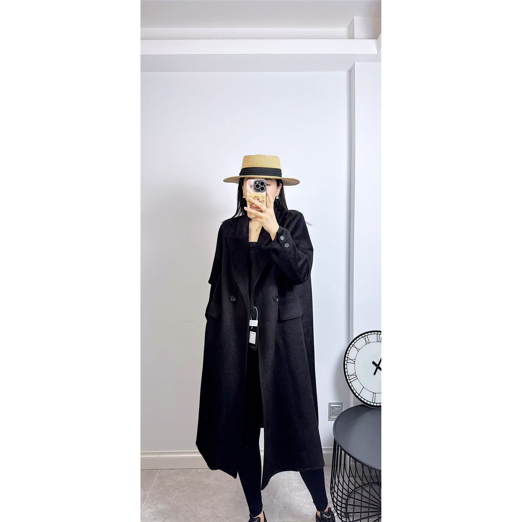 857胖依衣2025秋冬新款大码女装显瘦双面毛呢大衣时尚长款外套