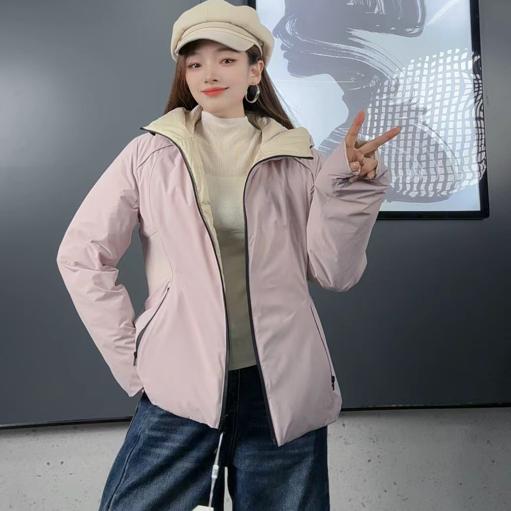 9259妃儿红2025冬季新款大码女装显瘦时尚双面羽绒服遮肉两面穿