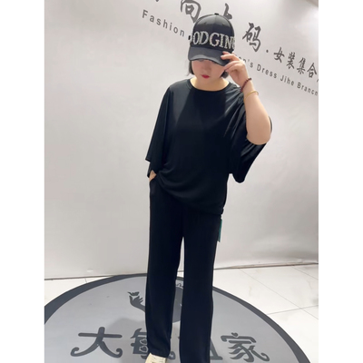 3198蓝鲸之吻夏季新款加肥加大码女装通勤立体剪裁醋酸料T恤小衫