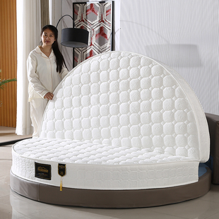 席梦思经济型 酒店家用圆床垫折叠圆形弹簧乳胶双人2m2.2m圆床加厚