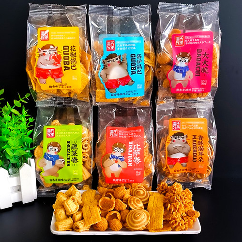 潘氏兄弟猫耳朵花椒锅巴酥脆网红零食膨化食品休闲办公怀旧小包装