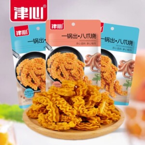 津心一锅出网红八爪烧130g川香麻辣味酱爆肉味膨化比萨卷休闲零食