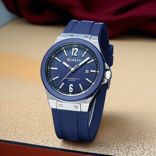 CURREN卡瑞恩男青少年初高中学生户外跑步硅胶带夜光石英手表8467