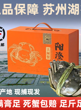 活蟹苏州阳澄探花大闸蟹鲜活特大螃蟹5.0公蟹4.0全母蟹现货礼盒装