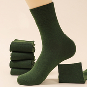 军迷宽罗口袜子男夏袜耐磨吸汗制式 中筒黑色军训运动袜秋冬袜军绿