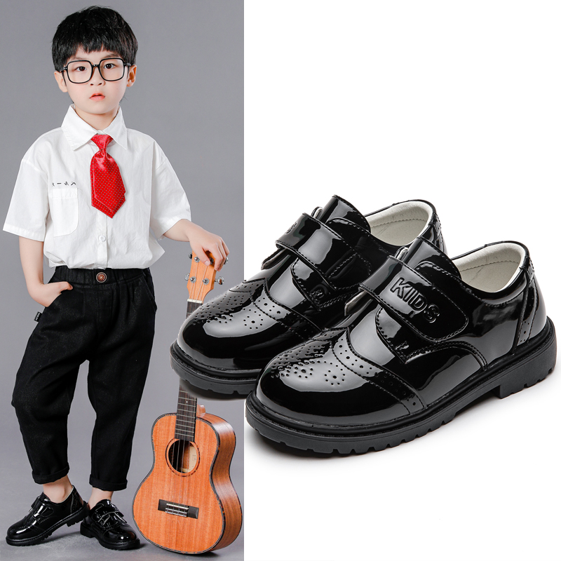 【回Iカ】【舒适】男童皮鞋黑色