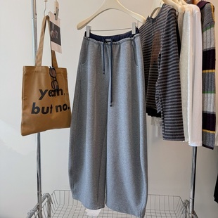 女长裤 万搭新宠 拼色腰抽绳显瘦百搭休闲裤 卫裤 松弛香蕉阔腿裤