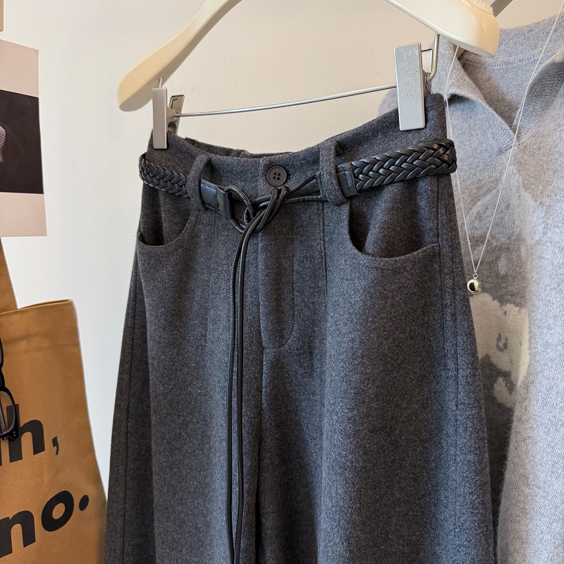 裤型赞爆了绵羊毛毛呢宽松休闲裤