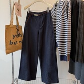 天丝牛仔直筒长裤 韩国立体中缝显瘦高腰阔腿裤 配腰带 秋日松弛