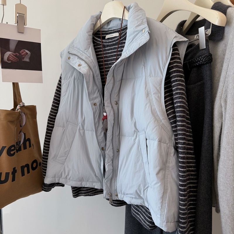 韩系极简风立领保暖加厚羽绒马甲