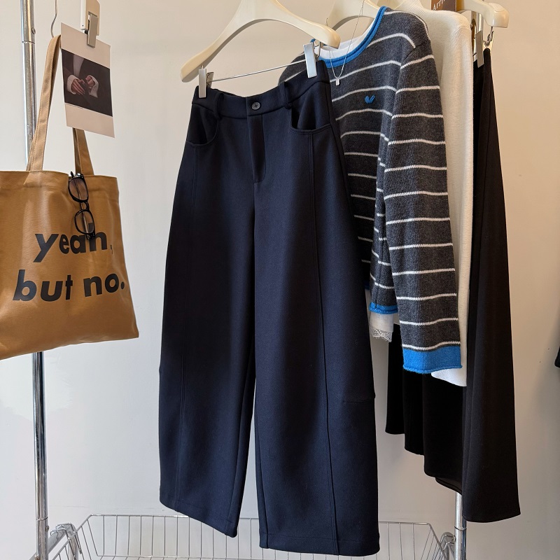 韩国秋冬耗牛毛加厚毛呢休闲裤