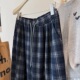 慵懒调性 女 休闲长裤 绵羊毛 编织抽绳松紧腰柔软垂感直筒格子裤