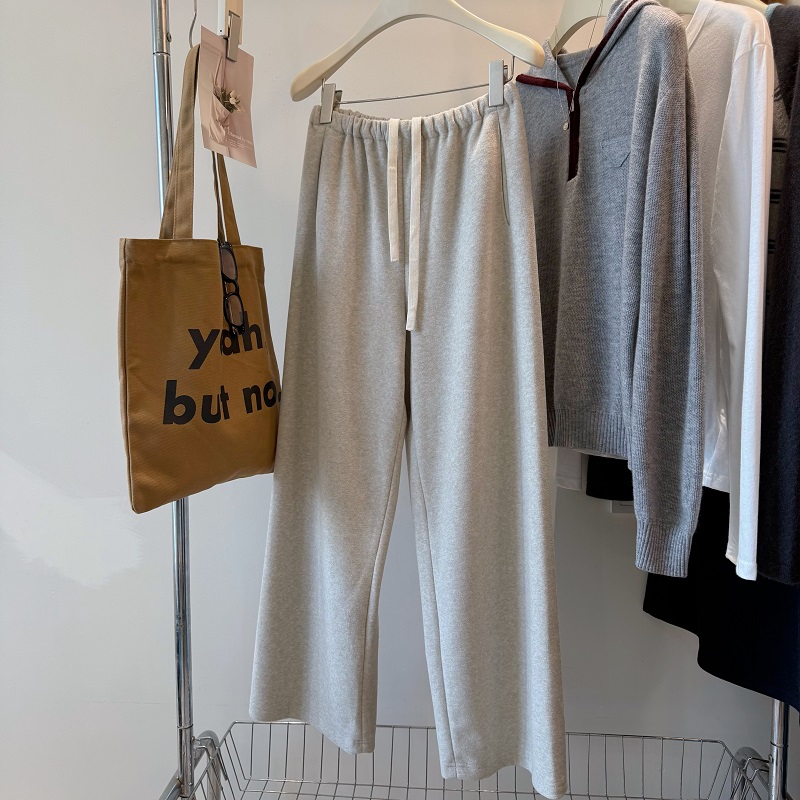 爆款返场毛巾料显瘦系带直筒裤