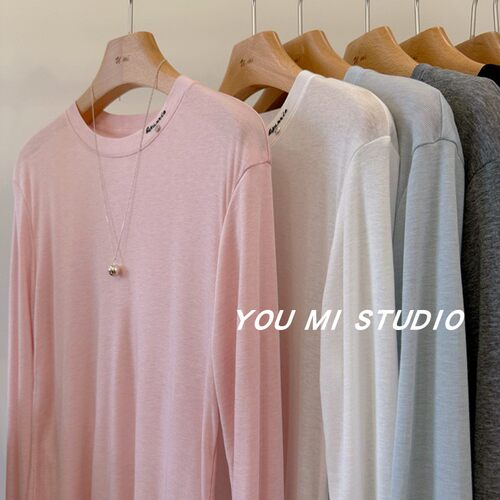 韩国one领口字母莱赛尔桑蚕丝T恤