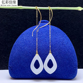 18K金黄金耳线 白玉耳坠