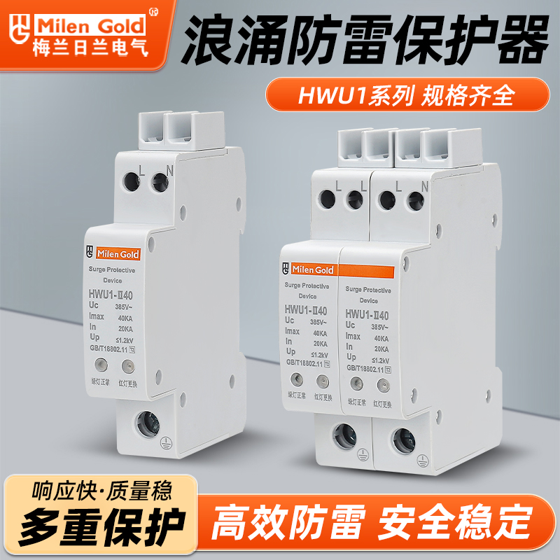 新型智能防雷保护器一体小体积2p4p20KA40KA家装带指示浪涌保护器