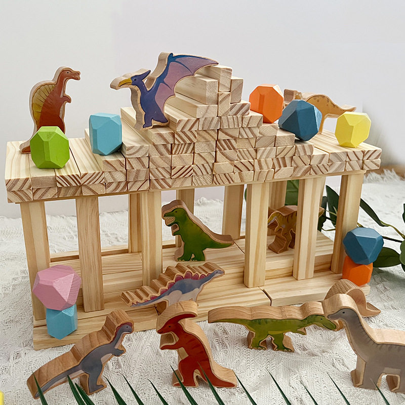 原生态搭建积木幼稚园建构启蒙过家家叠叠高创意实木长条拼搭建筑