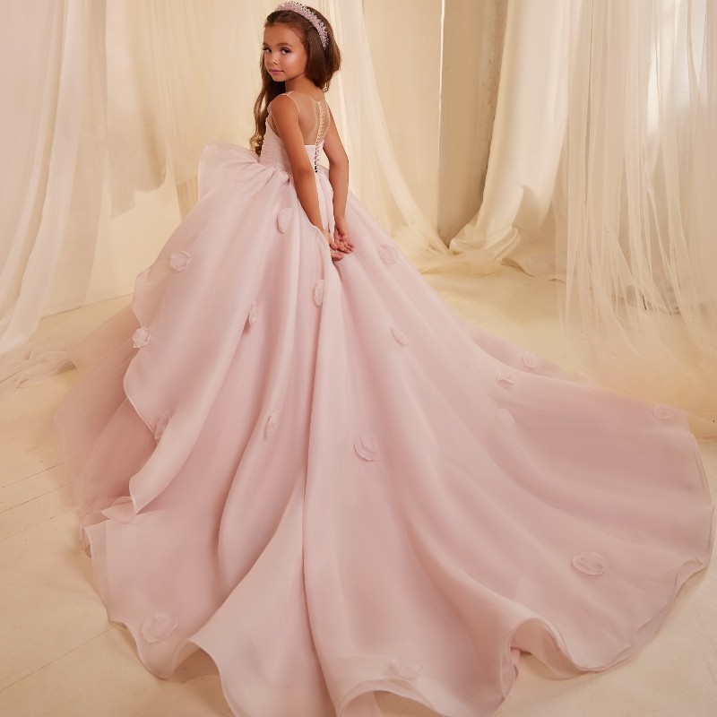 定制款礼服花童钢琴粉色花朵简约大气女童生日宴会乐器考级公主摄