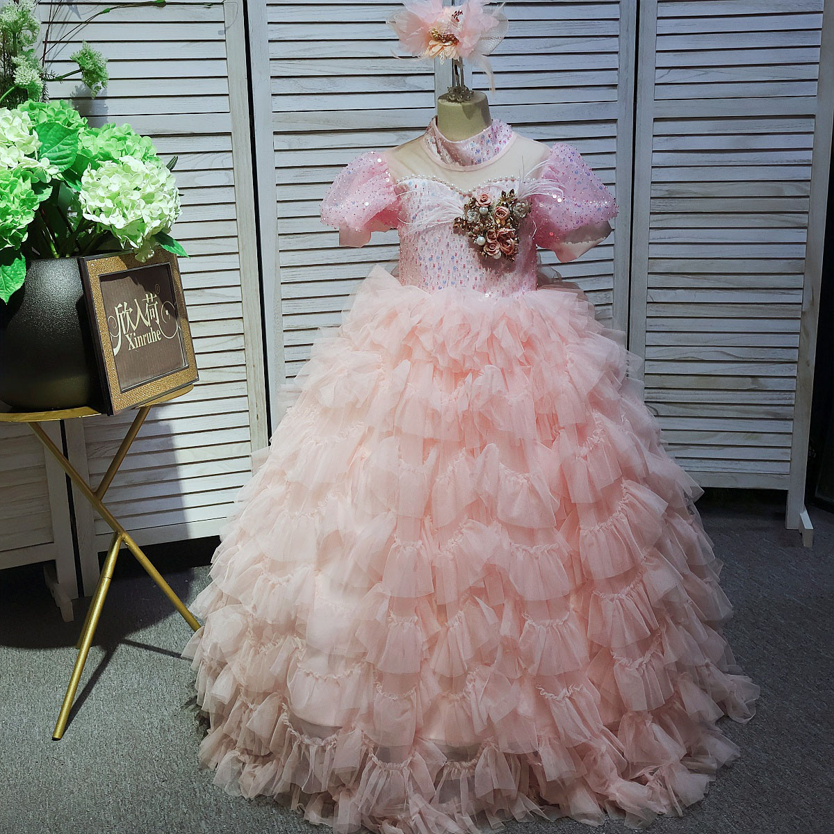 女童公主裙主持钢琴长款礼服裙