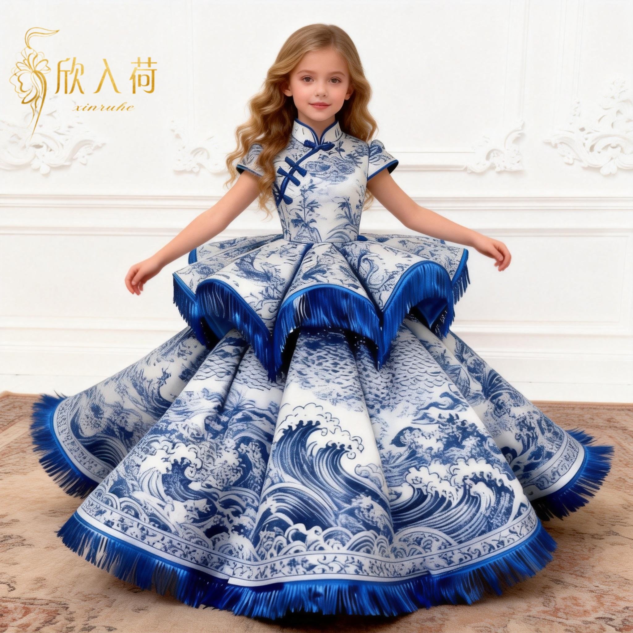 欣入荷洛丽塔风青花瓷蛋糕裙女童中国风流苏公主裙传统节日礼服,童装/婴儿装/亲子装,儿童礼服,淘宝优惠券,粉丝福利购,淘宝优惠卷
