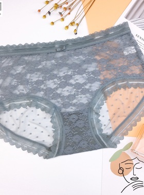 包邮彩田性感蕾丝透明网纱31611中腰31612高腰石墨烯抗菌女士内裤