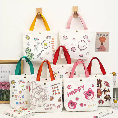 女士小号上班族手提袋时尚潮流帆布杂物小布包通勤高级感拉链儿童