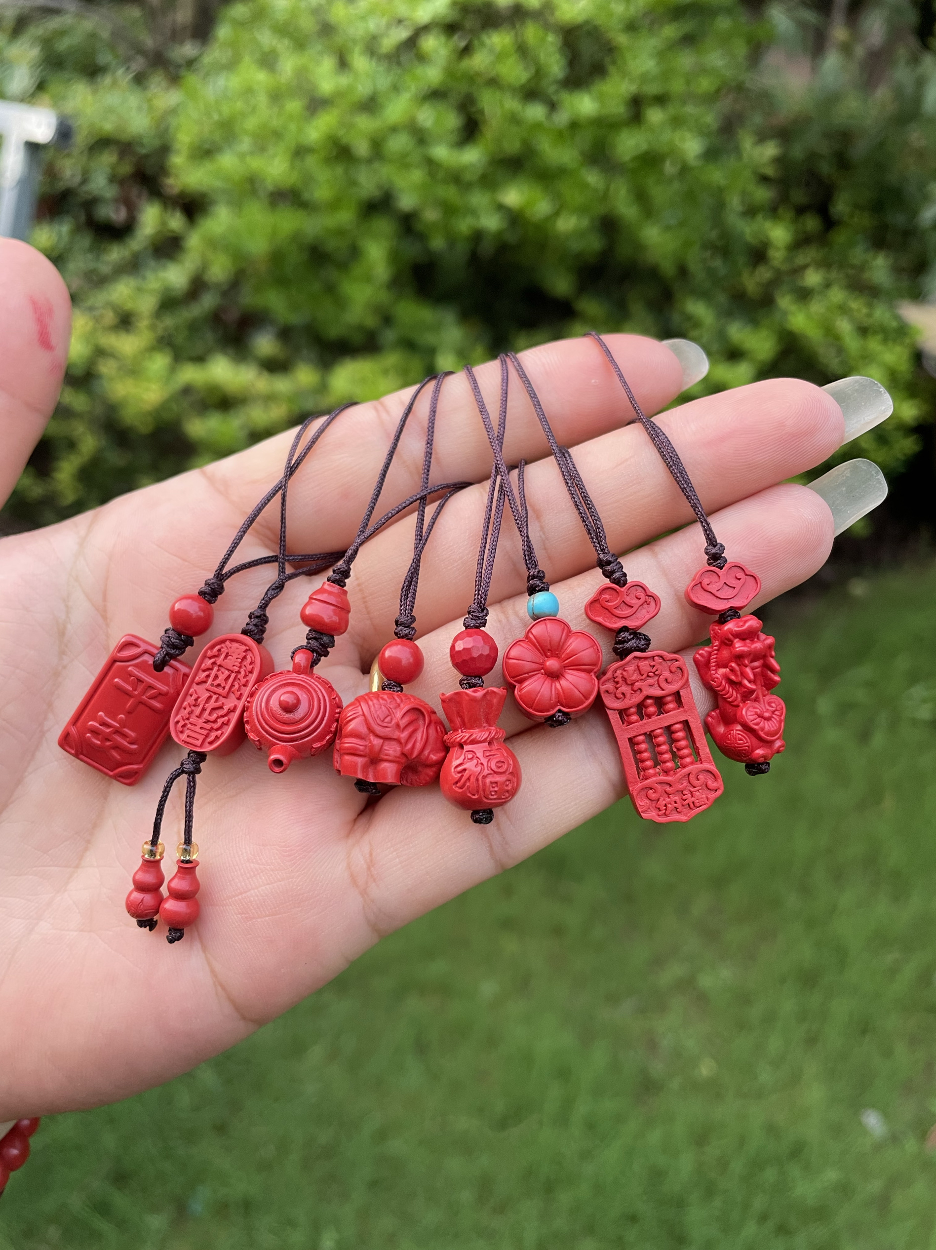 朱砂平安牌小象挂件礼物挂饰