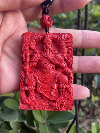 正品红朱砂男士关公牌项链关二爷吊坠本命年生肖主打保真支持验货