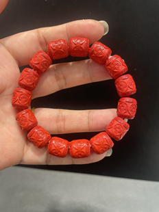 尺寸11毫米左右本命年串 保真朱砂红砂五帝钱桶珠手串手链男女同款