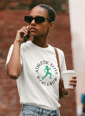 美式复古运动精英俱乐部字母跑步健身力量感松弛慵懒街头女孩T恤