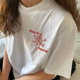 美式 复古运动小众跳舞女孩异域度假风字母小标街头休闲短袖 女T恤