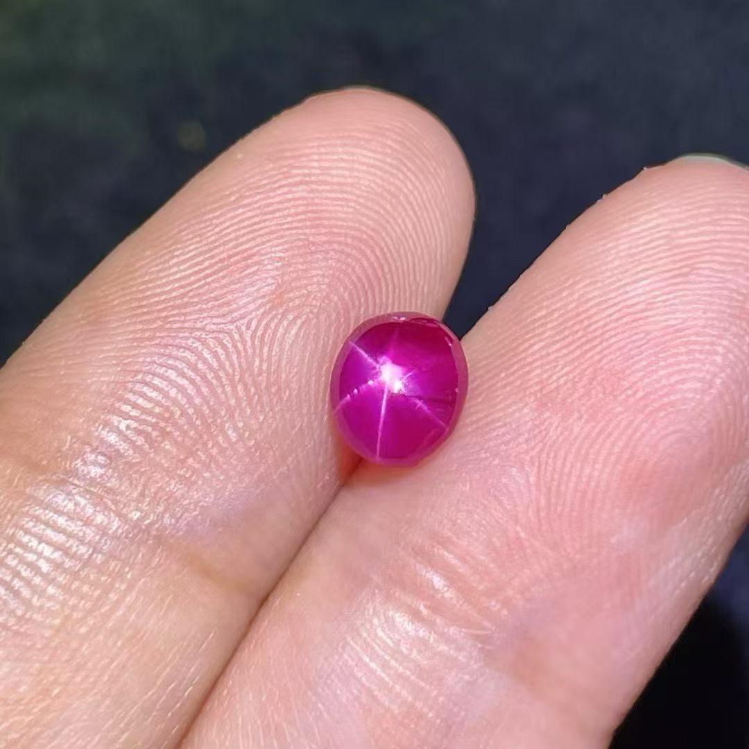 斯里兰卡天然星光红宝石裸石戒面1.42克拉眼线清晰AGL证书精品
