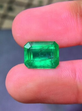 5.29克拉天然祖母绿戒面绿宝石长方形颜色浓郁vividgreen珠宝精品