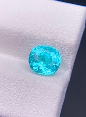 精品2.09克拉天然帕拉伊巴霓虹蓝碧玺戒面裸石椭圆形明亮色火彩