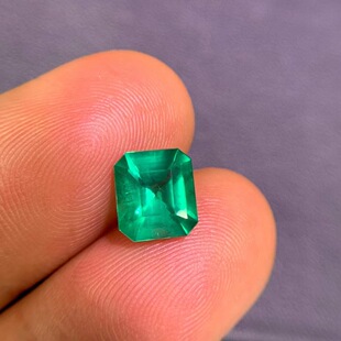 天然祖母绿无油玻璃体晶体通透荧光感十足彩宝裸石1.59克拉公主方