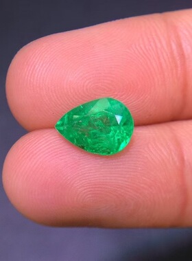 2.06克拉天然哥伦比亚祖母绿水滴形vividgreen颜色翠绿珠宝精品
