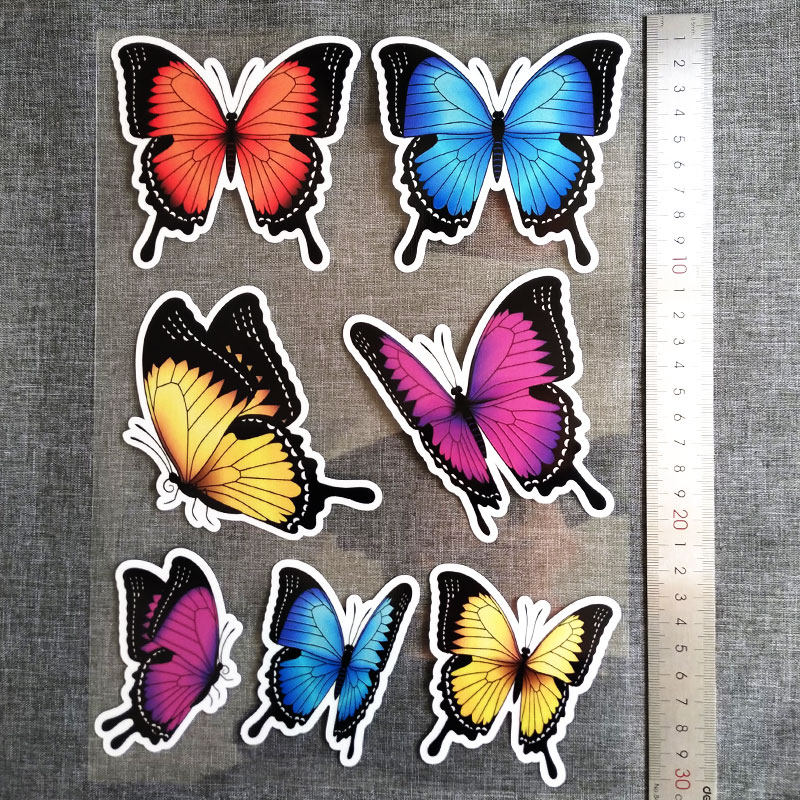 蝴蝶汽车划痕贴纸彩蝶车身划痕个性贴花羽毛装饰遮盖创意车身车贴