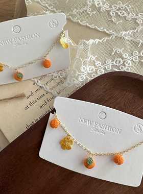 手工毛线钩织水果花花手链可爱