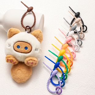 挂娃娃硅胶挂绳钥匙扣公仔绑绳书包包挂件扣环彩色钥匙圈玩偶吊绳