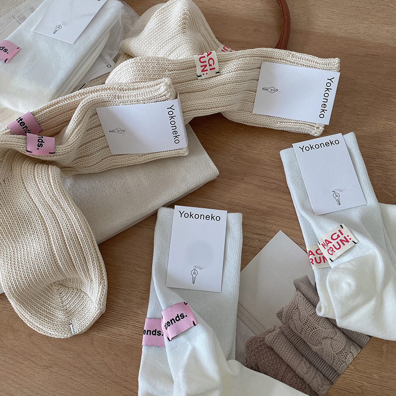 九思店主自穿款韩国小众粉标袜子