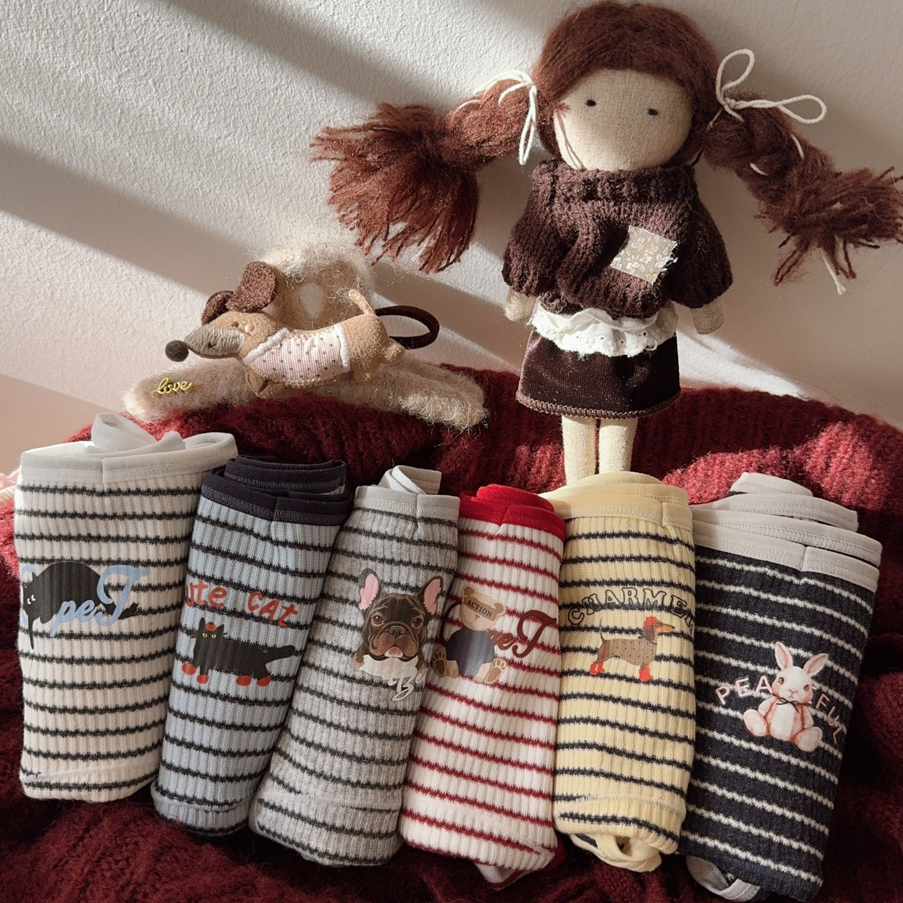 「复古美式小V低腰」卡通印花条纹可爱小兔内裤学生加长裆不勒10A,女士内衣/男士内衣/家居服,女三角裤,淘宝优惠券,粉丝福利购,淘宝优惠卷