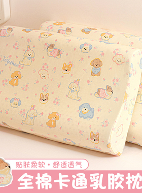 乳胶枕套40cmx60cm卡通纯棉儿童枕头套30X50一对装40x60单个全棉